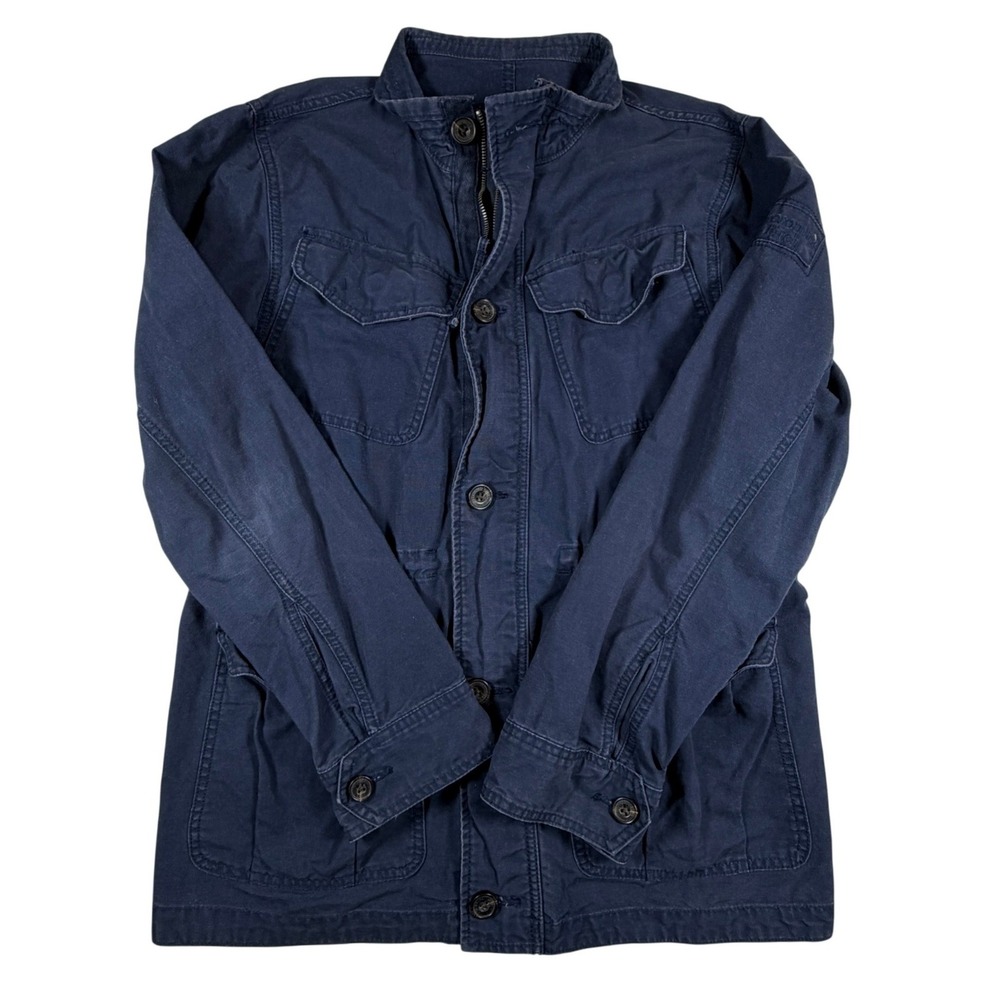 Abercrombie & Fitch Bomber Jacket Womens Size M Navy Blue Cotton Utility Retro